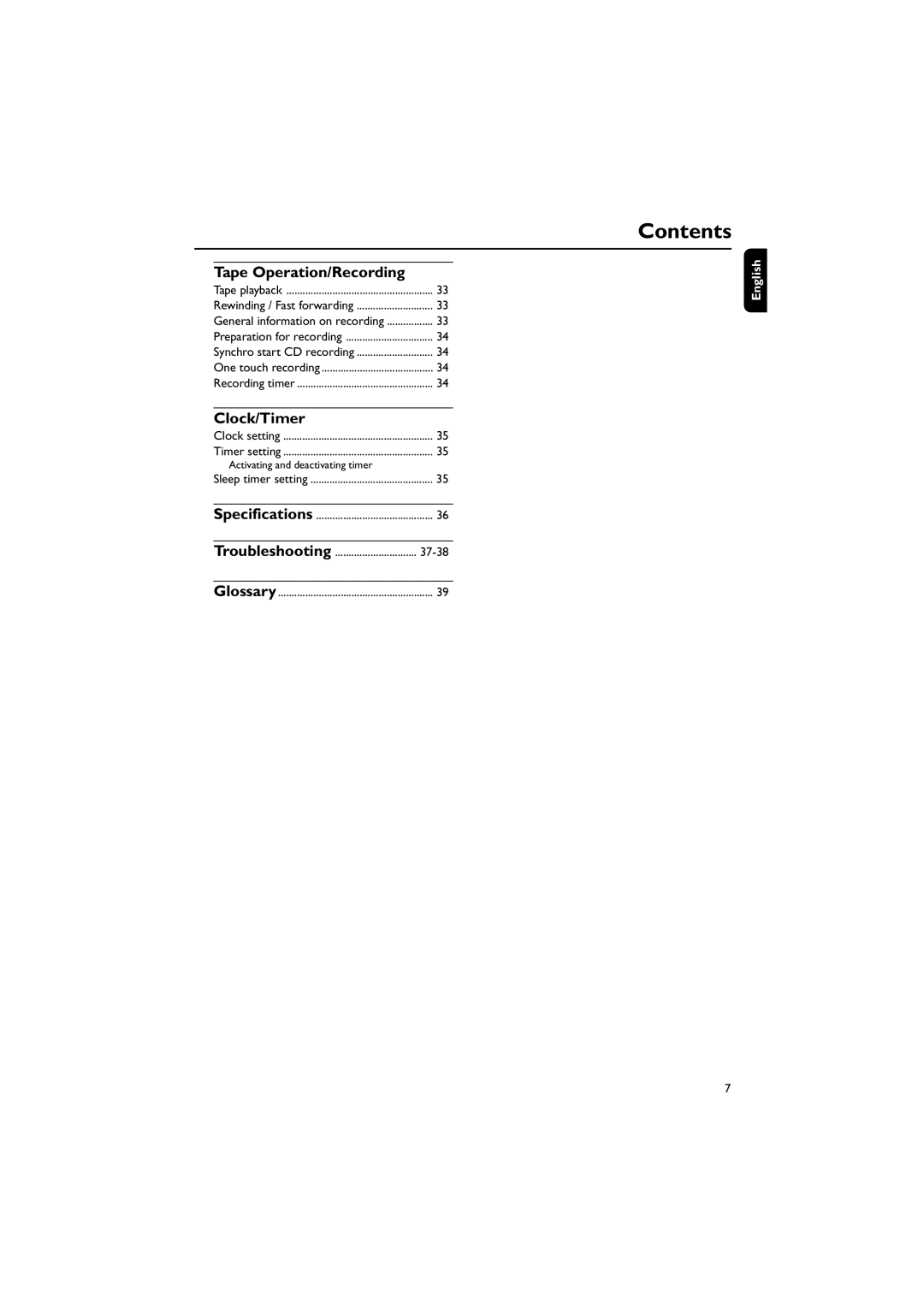 Philips MCD510/25 user manual Tape Operation/Recording, Clock/Timer 