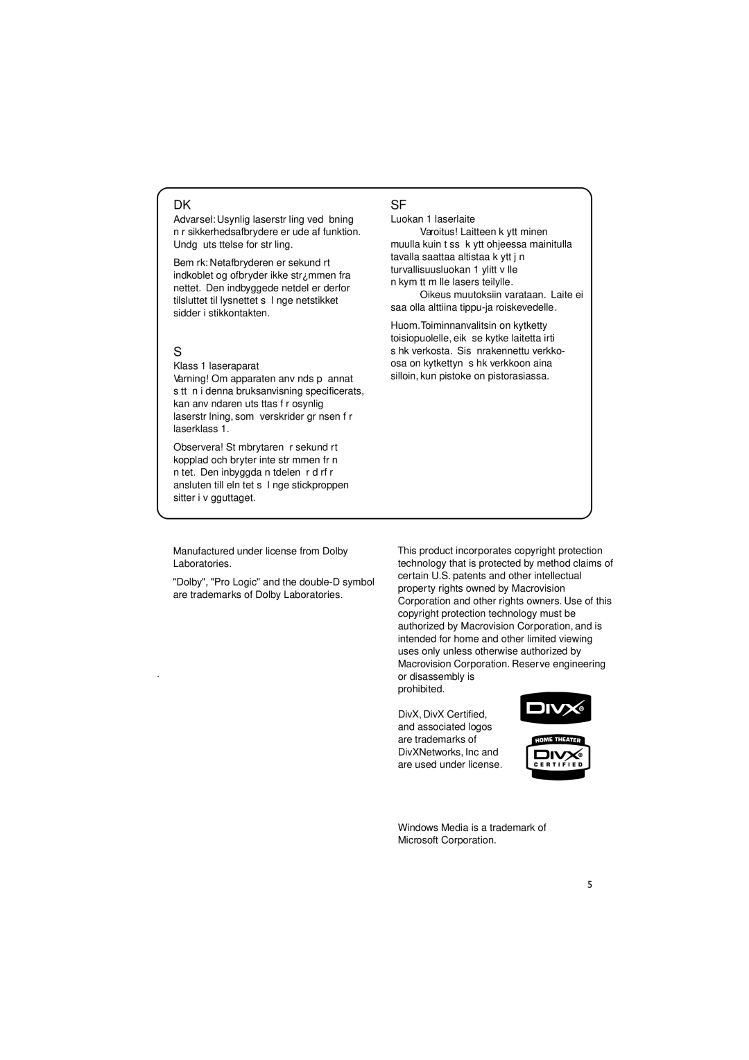 Philips MCD515/12 user manual Manufactured under license from Dolby Laboratories, Prohibited 