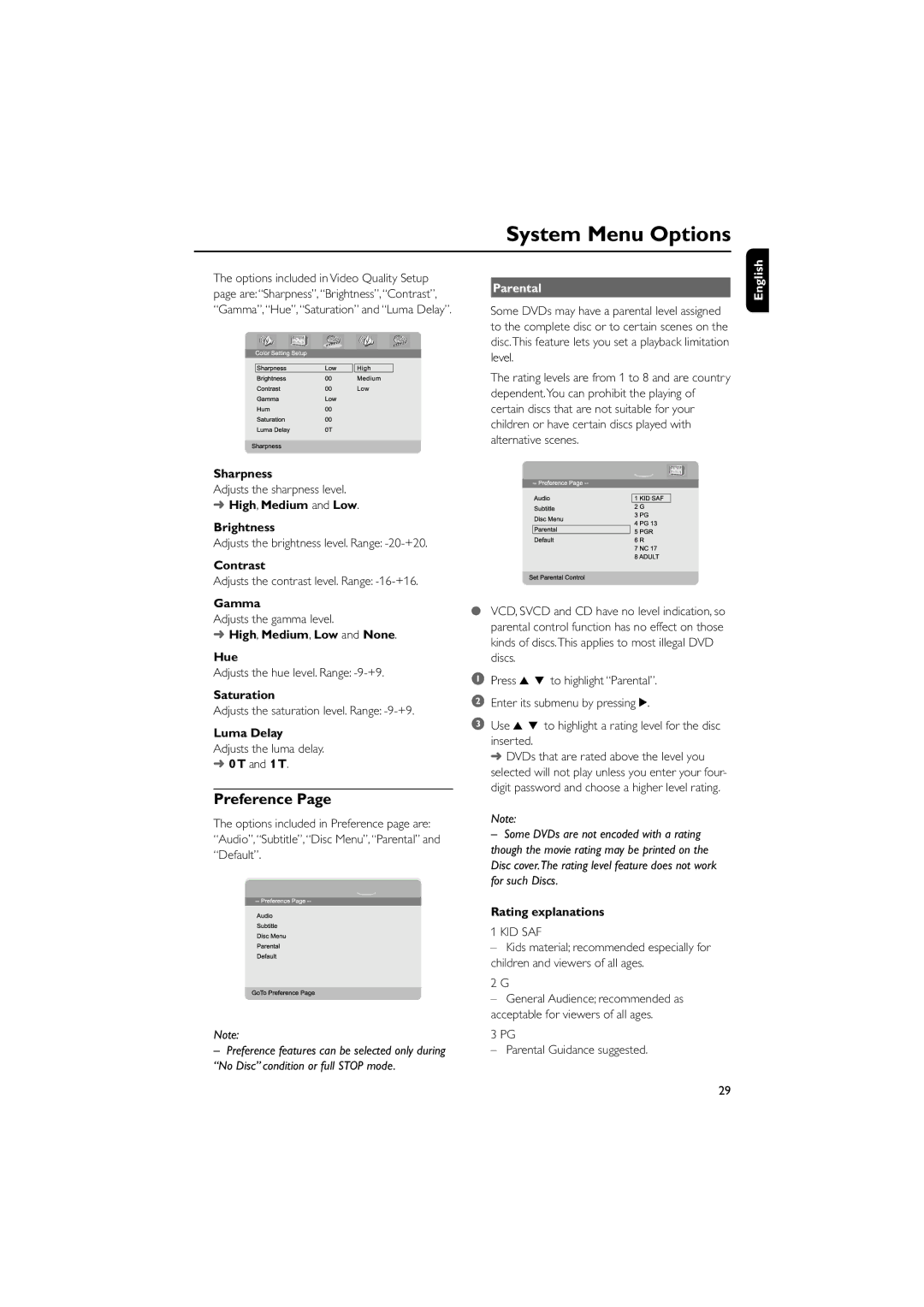 Philips MCD702, MCD700 manual Parental 