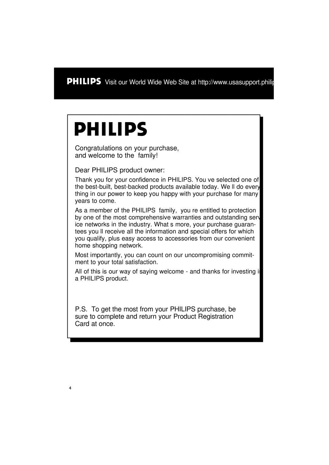 Philips MCD700, MCD702 manual Dear Philips product owner 