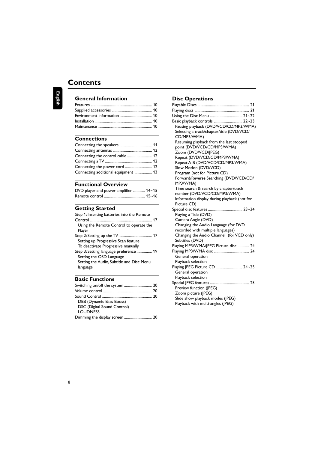 Philips MCD700, MCD702 manual Contents 