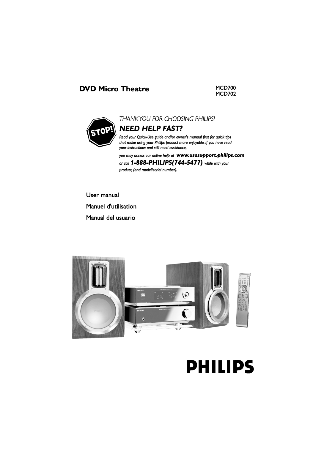 Philips MCD702, MCD700 manual DVD Micro Theatre 