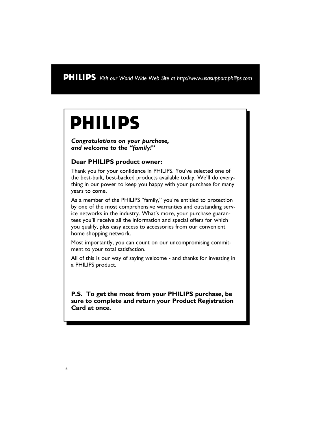 Philips MCD700, MCD702 manual Dear PHILIPS product owner 