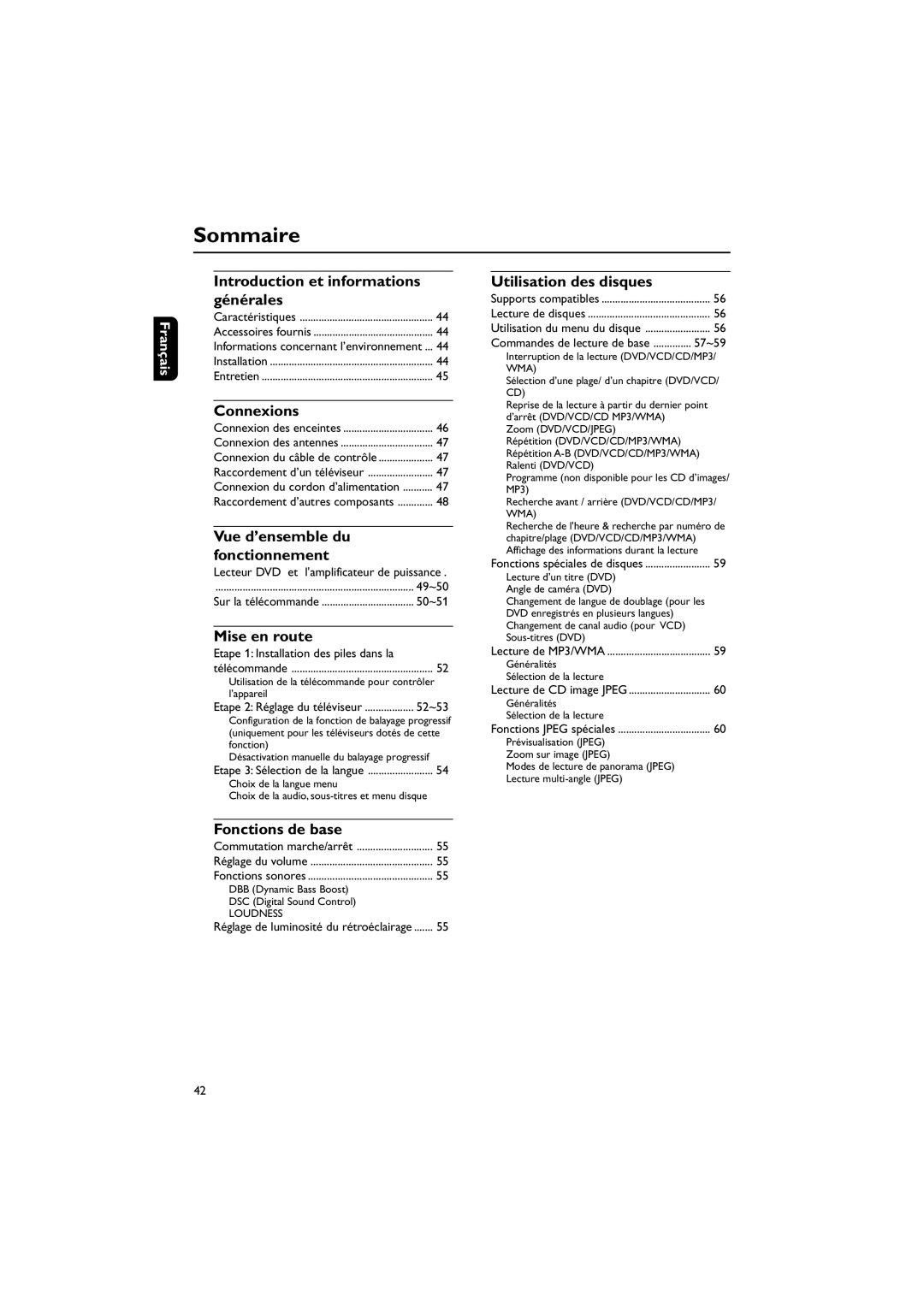 Philips MCD703 owner manual Sommaire 