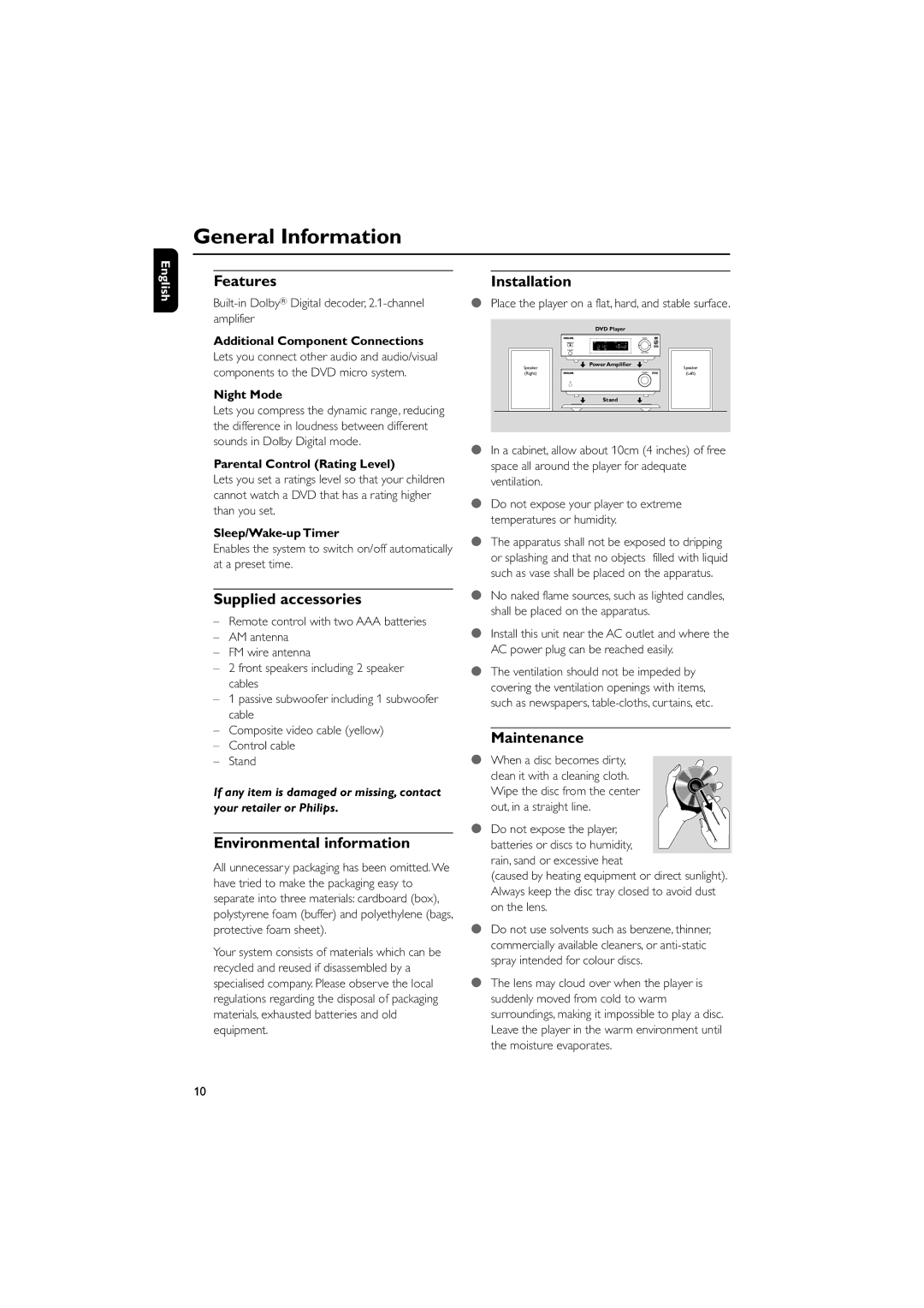 Philips MCD703 owner manual General Information 