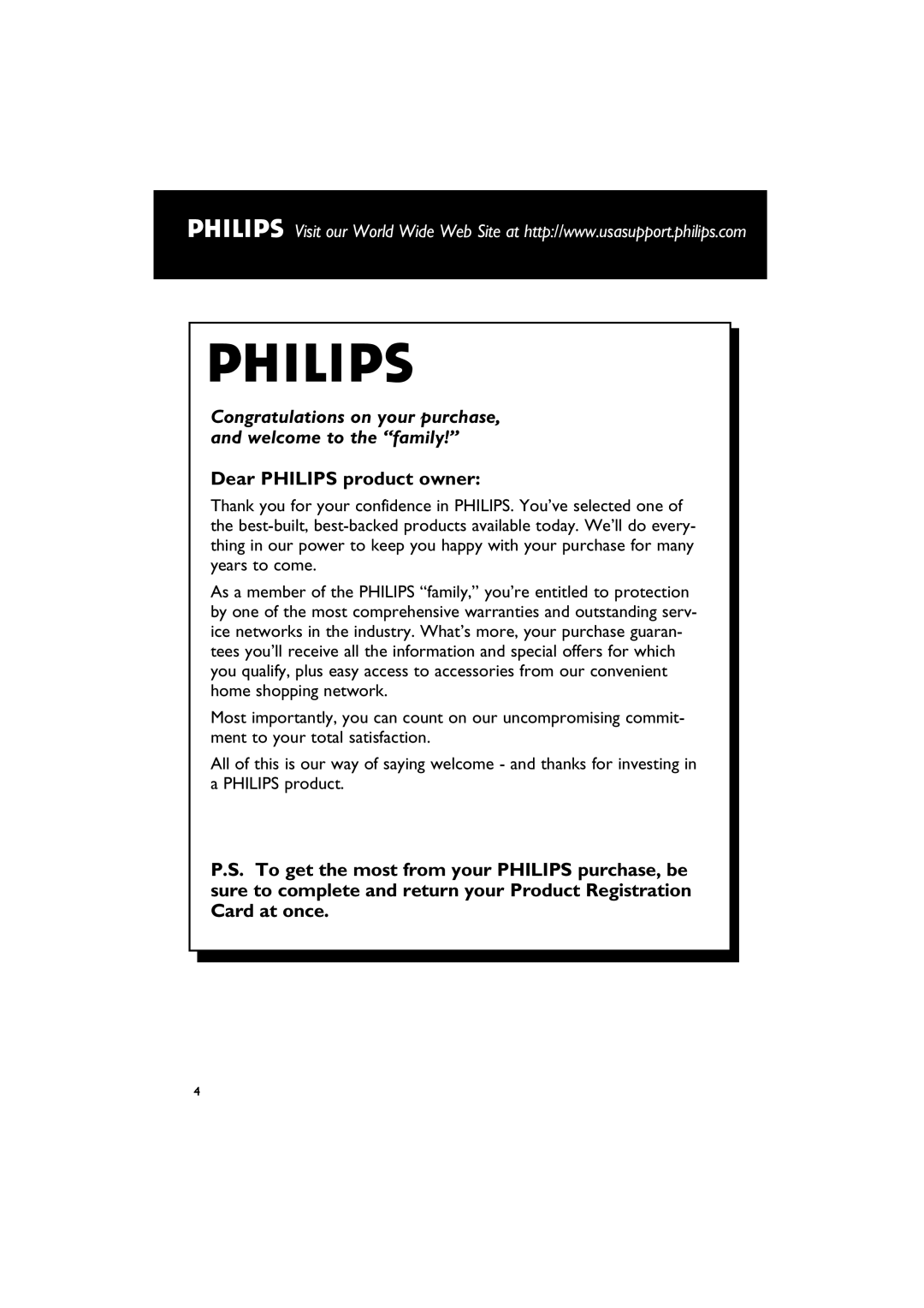 Philips MCD703 owner manual Dear PHILIPS product owner 