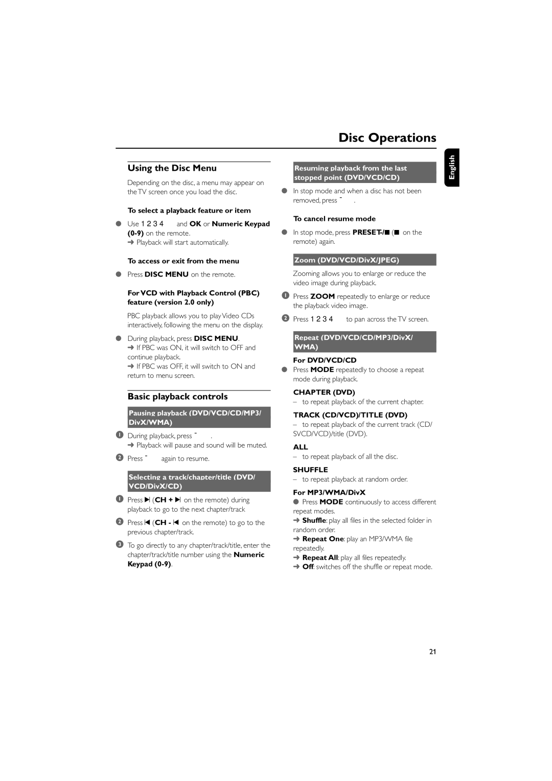 Philips MCD705/98 manual Using the Disc Menu, Basic playback controls 