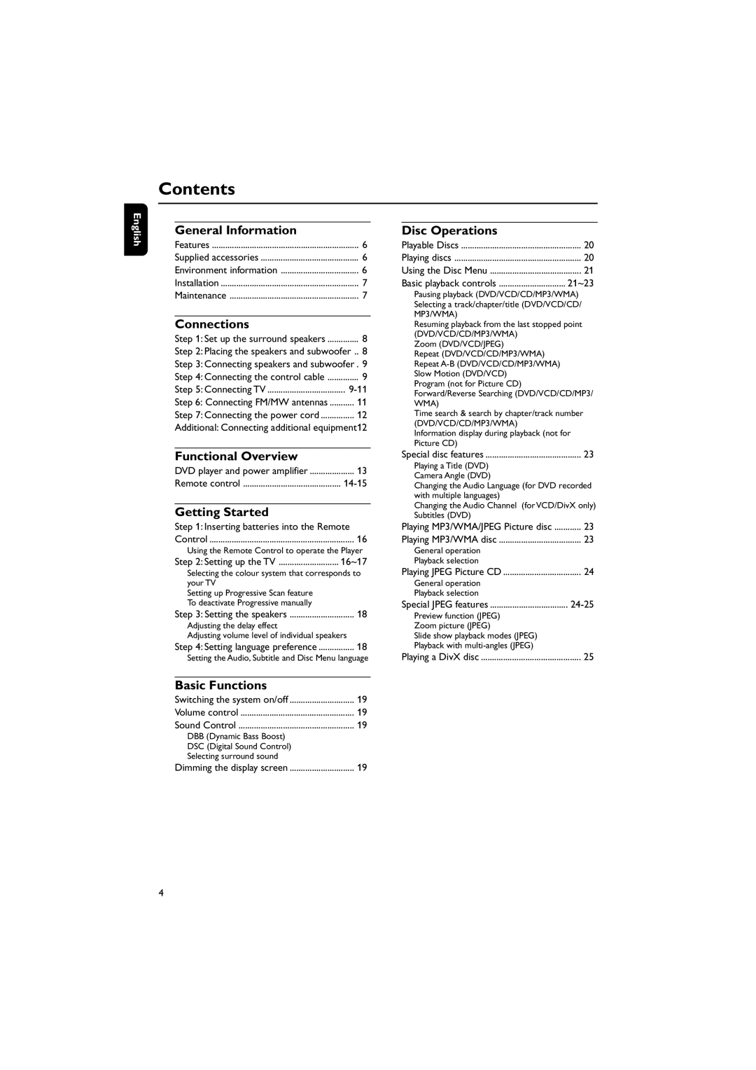 Philips MCD705/98 manual Contents 