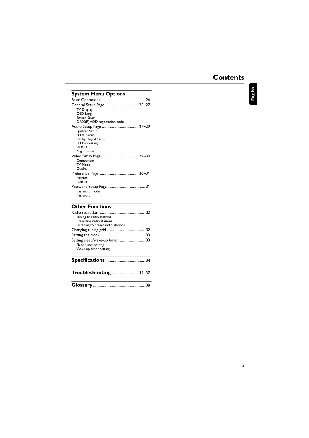 Philips MCD705/98 manual System Menu Options, Other Functions 