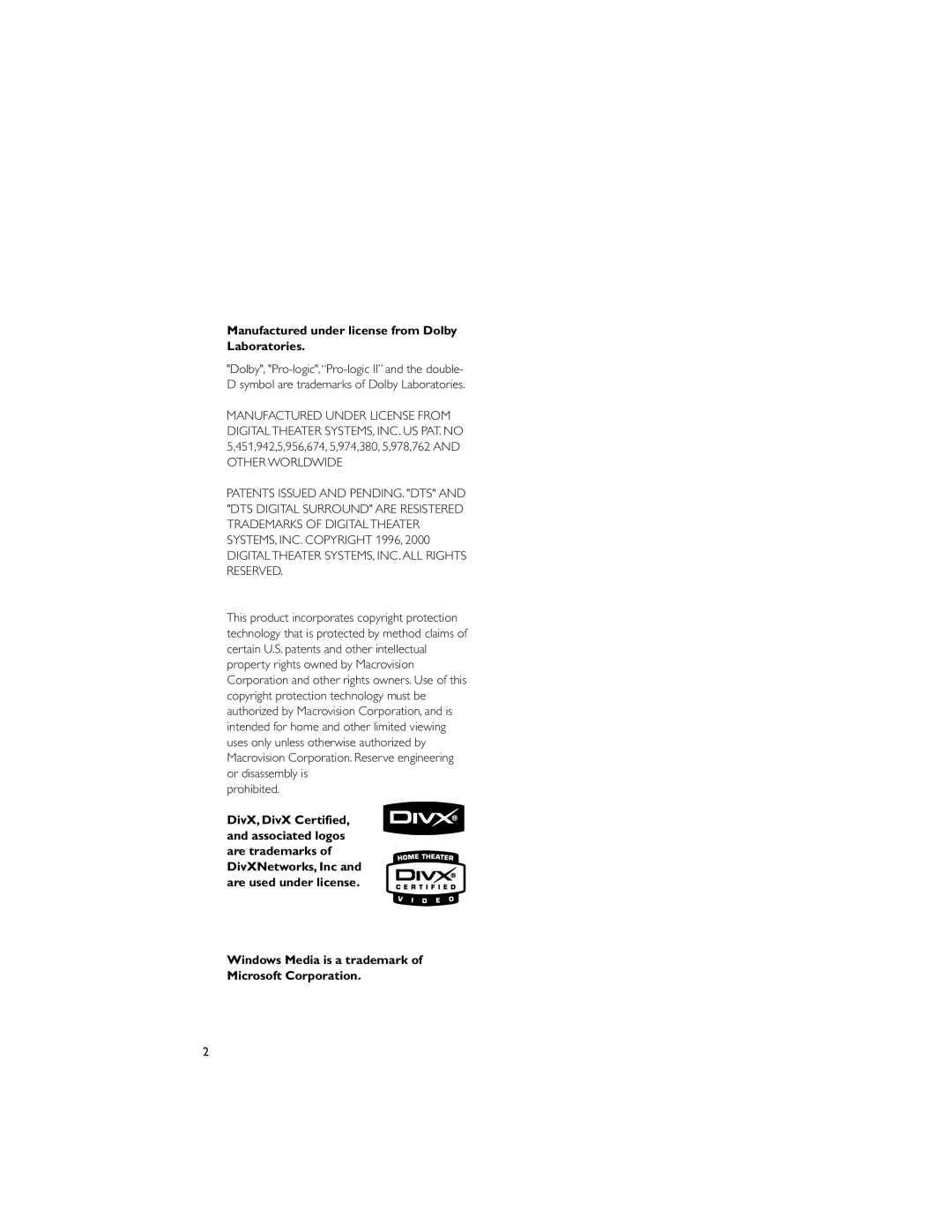 Philips MCD706/98 manual Manufactured under license from Dolby Laboratories, Prohibited 