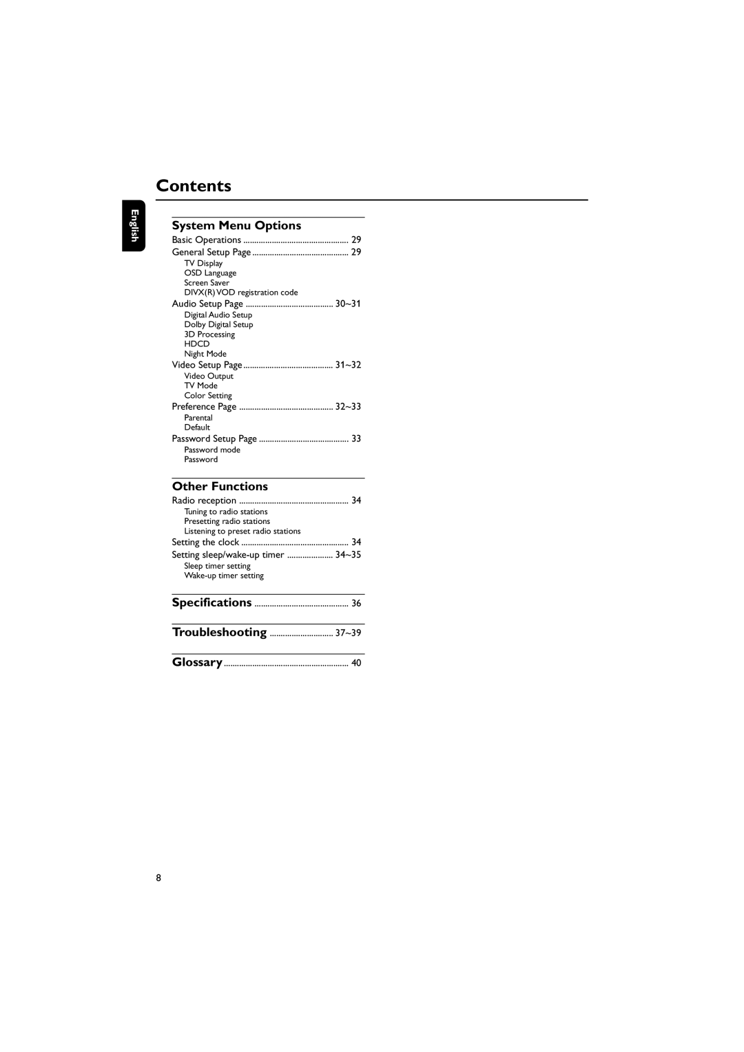 Philips MCD708 owner manual System Menu Options, Other Functions 