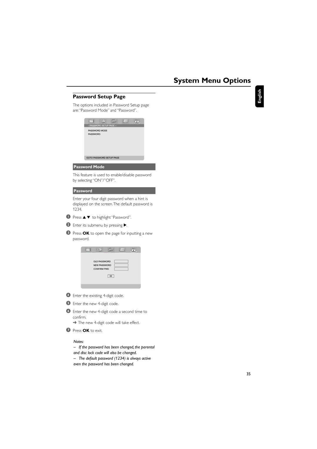 Philips MCD709 user manual System Menu Options 