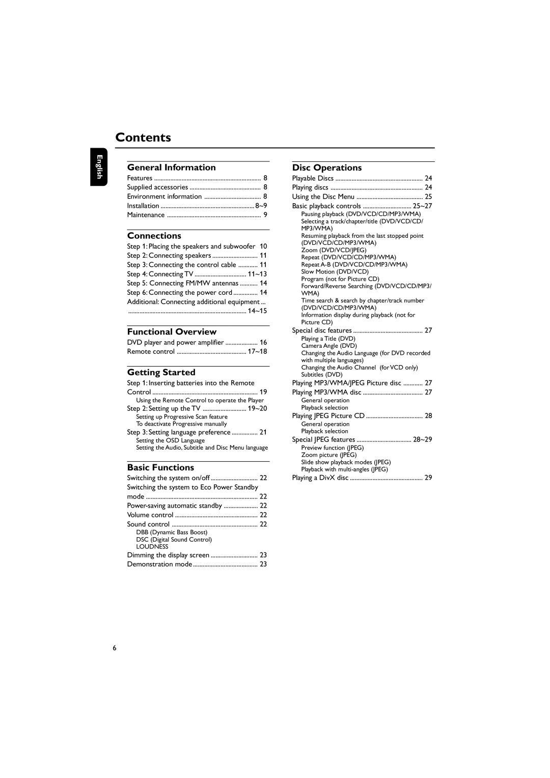 Philips MCD709 user manual Contents 