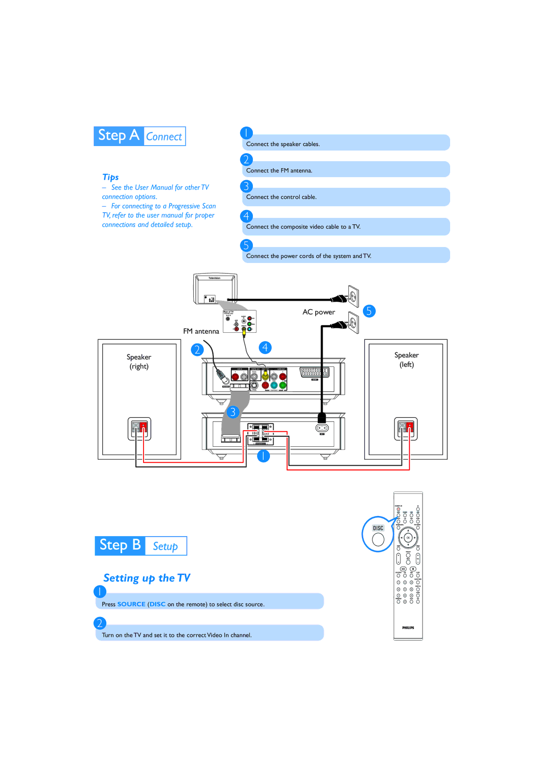 Philips MCD716 quick start Setting up the TV, Tips 