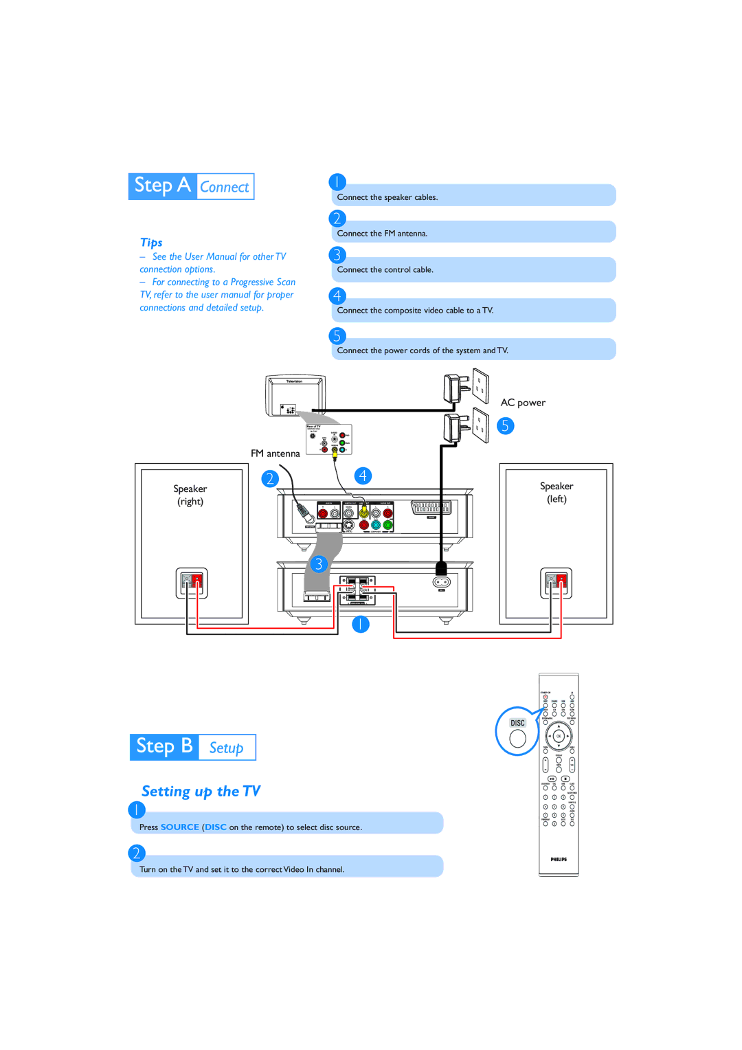 Philips MCD716/05 quick start Setting up the TV, Tips 