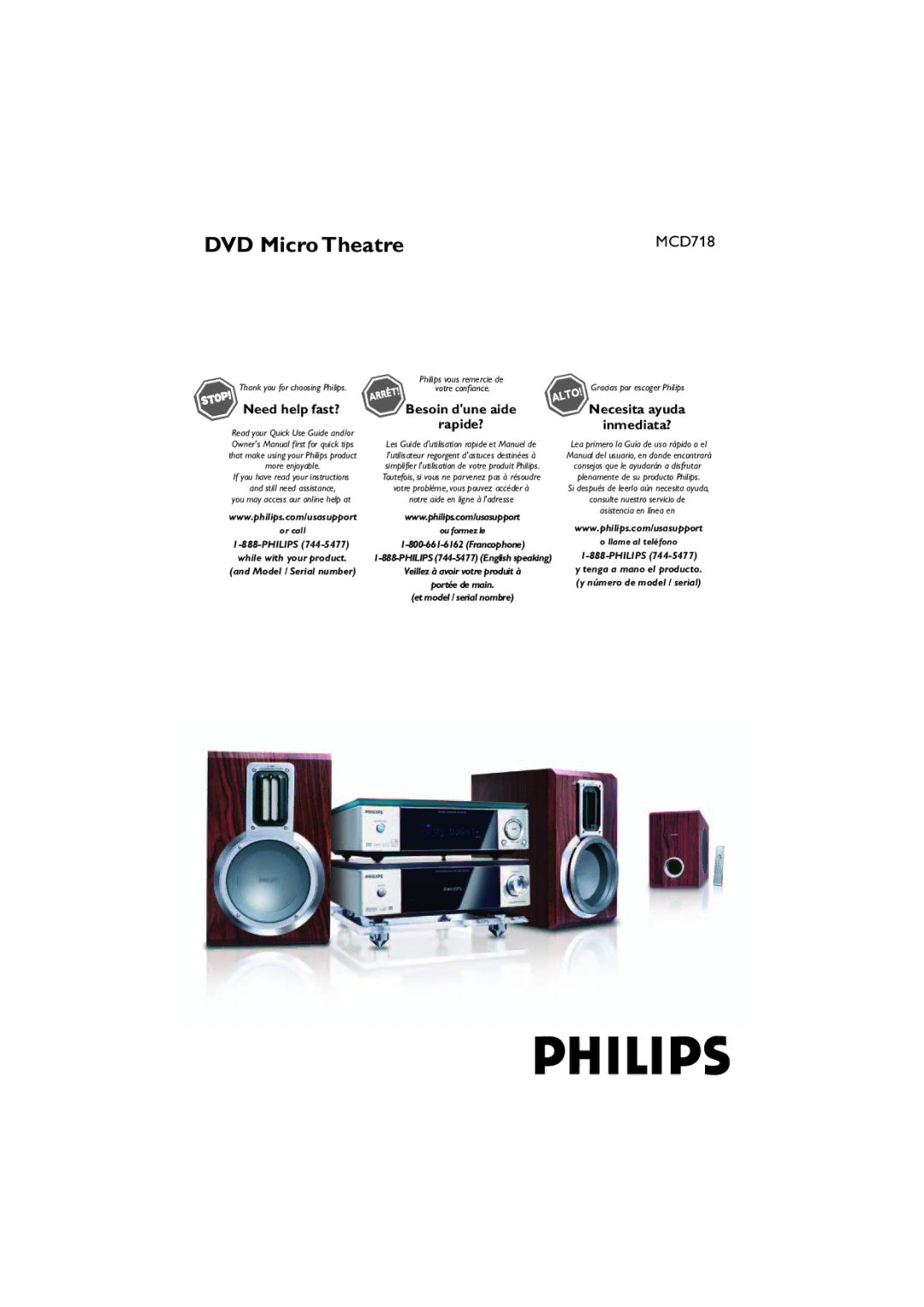 Philips MCD718 owner manual DVD Micro Theatre 