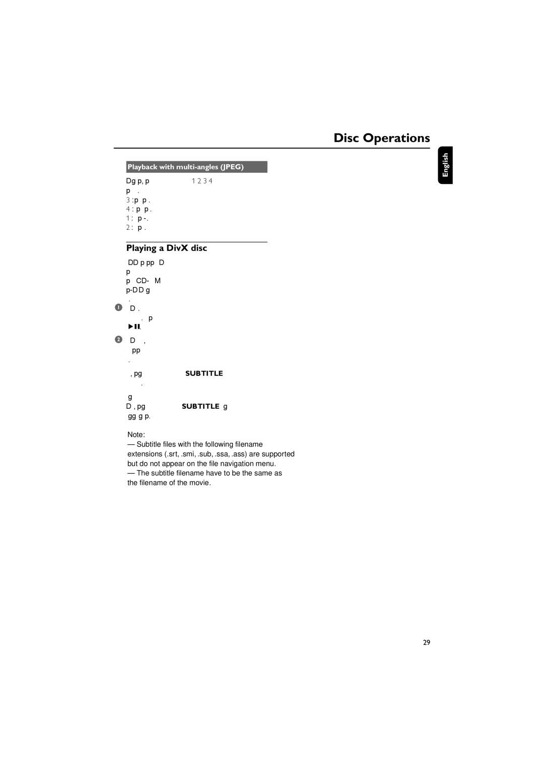 Philips MCD718 owner manual Playing a DivX disc, Playback with multi-angles Jpeg 