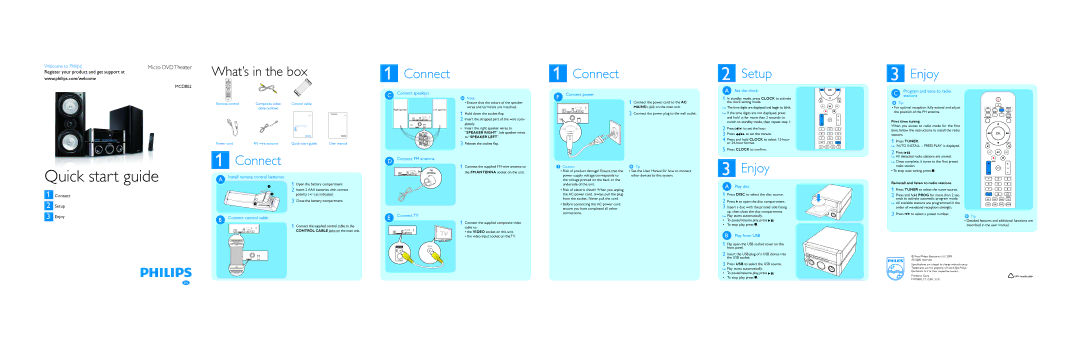 Philips MCD802/12 quick start Connect, Setup, Enjoy 