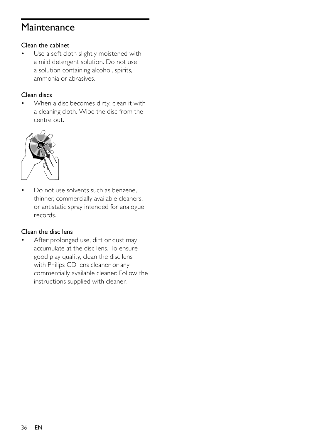 Philips MCD802/98 user manual Maintenance 