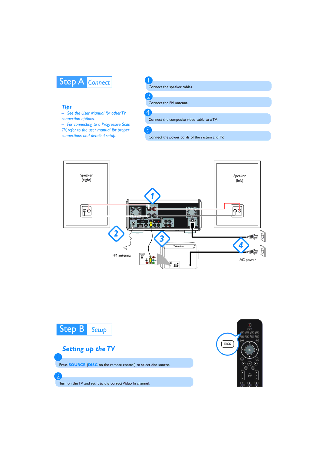 Philips MCD906/93 quick start Setting up the TV, Tips 