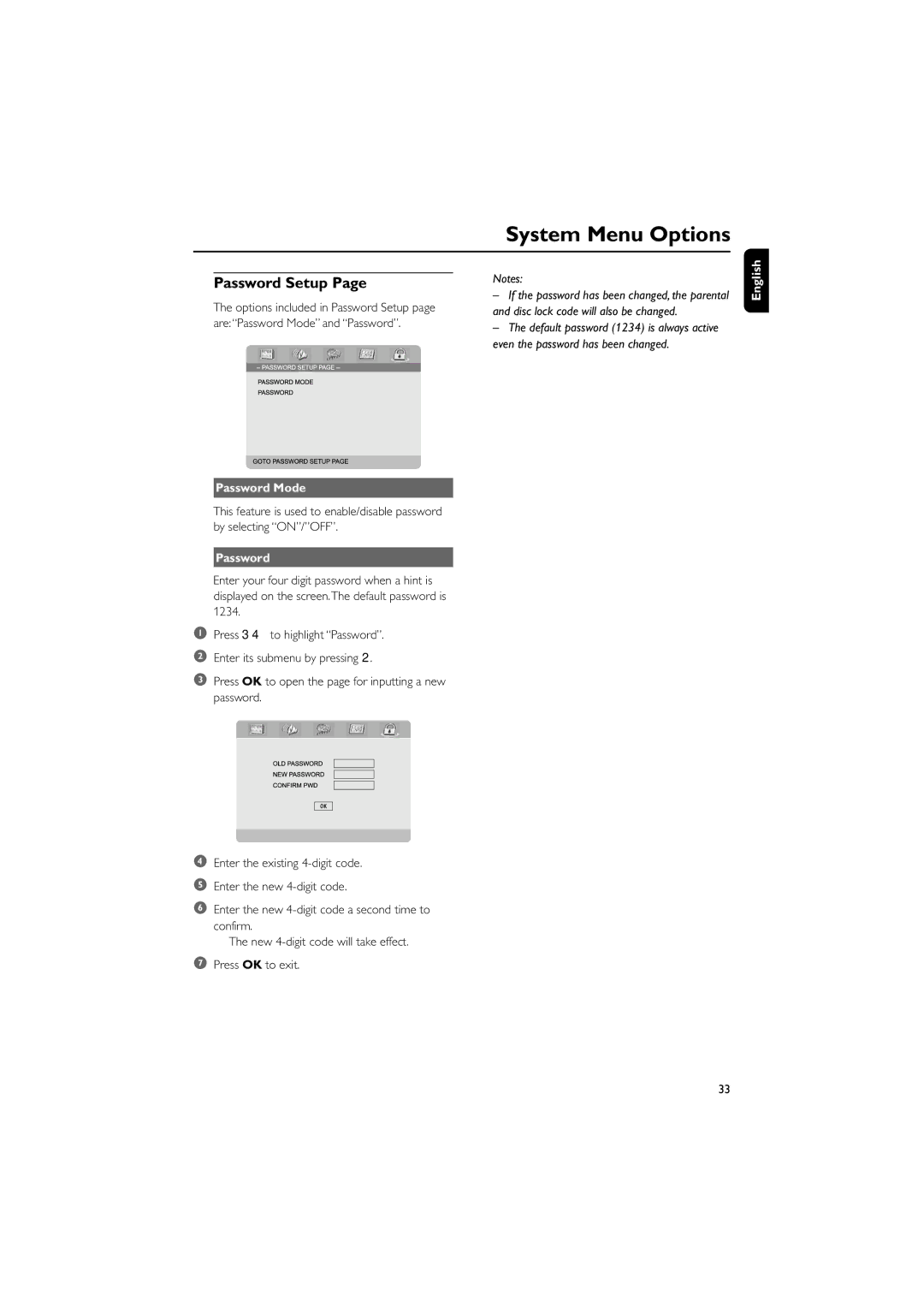 Philips MCD908 manual Password Mode 