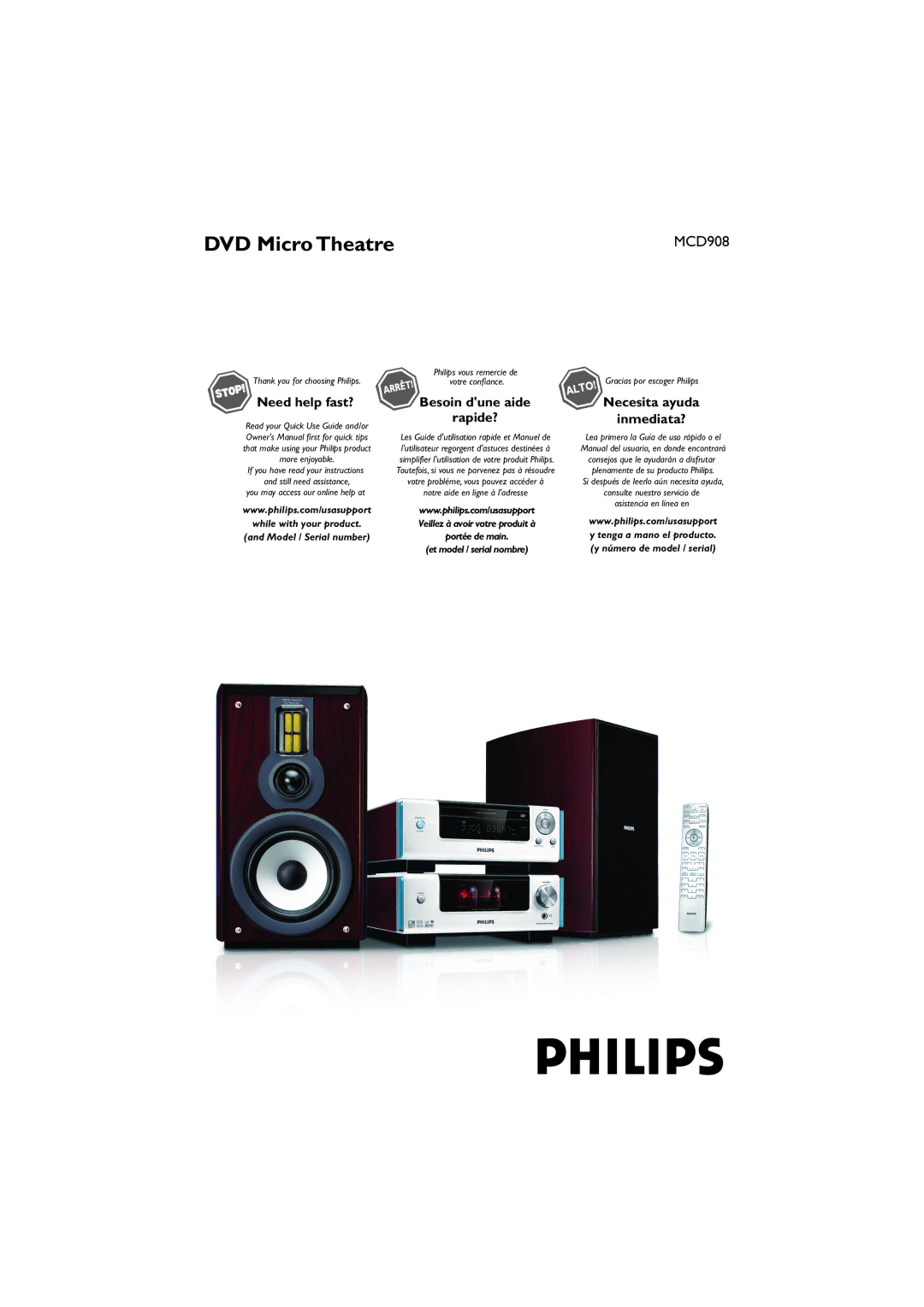 Philips MCD908/37 owner manual DVD Micro Theatre 