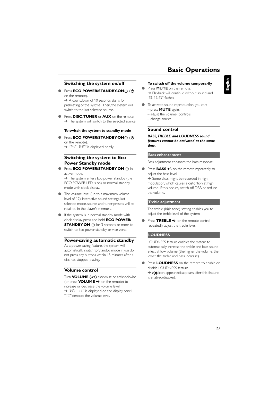 Philips MCD908/37 owner manual Basic Operations 