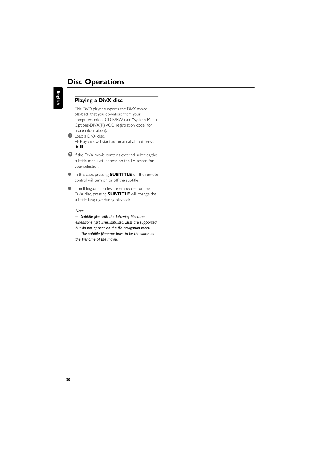 Philips MCD908/37 owner manual Playing a DivX disc 