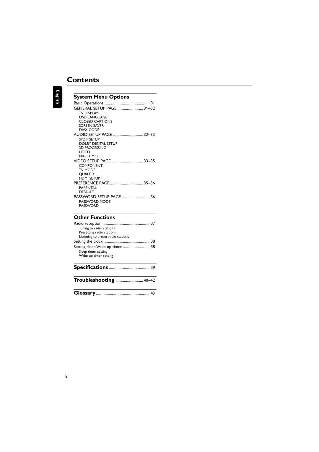 Philips MCD908/37 owner manual System Menu Options, Other Functions 