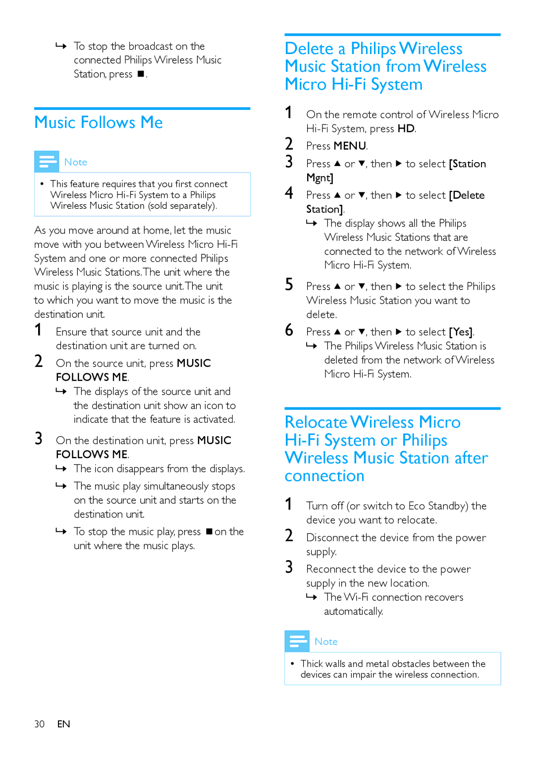 Philips MCi500H/12, MCi500H/05, HK-0948-MCi500H-FR, 544-9056 user manual Music Follows Me, Delete 