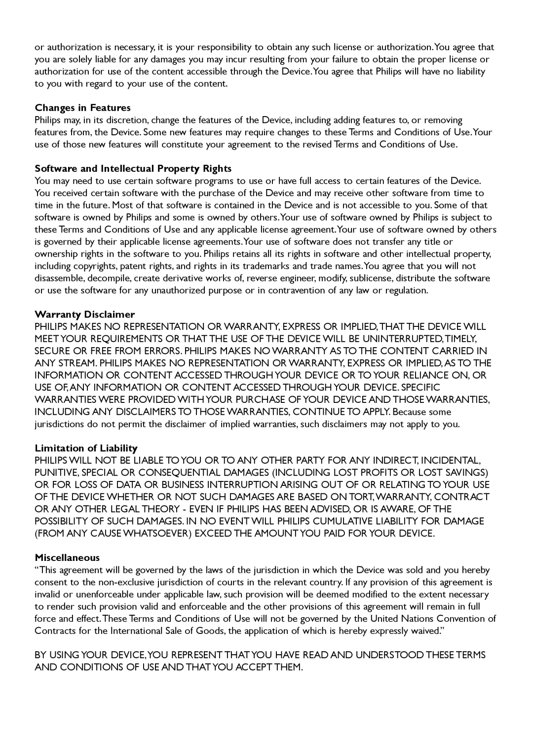 Philips HK-0948-MCi500H-FR, MCi500H/12, MCi500H/05, 544-9056 user manual Changes in Features 