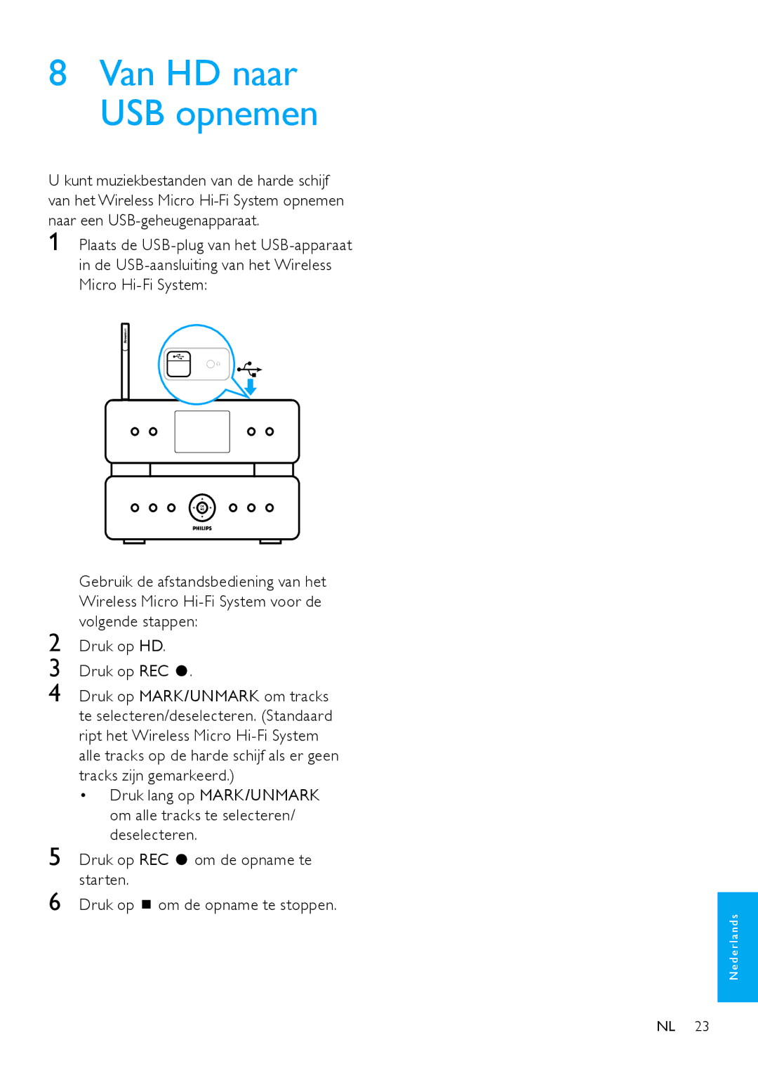 Philips MCi500H/05, MCi500H/12 manual Van HD naar USB opnemen 