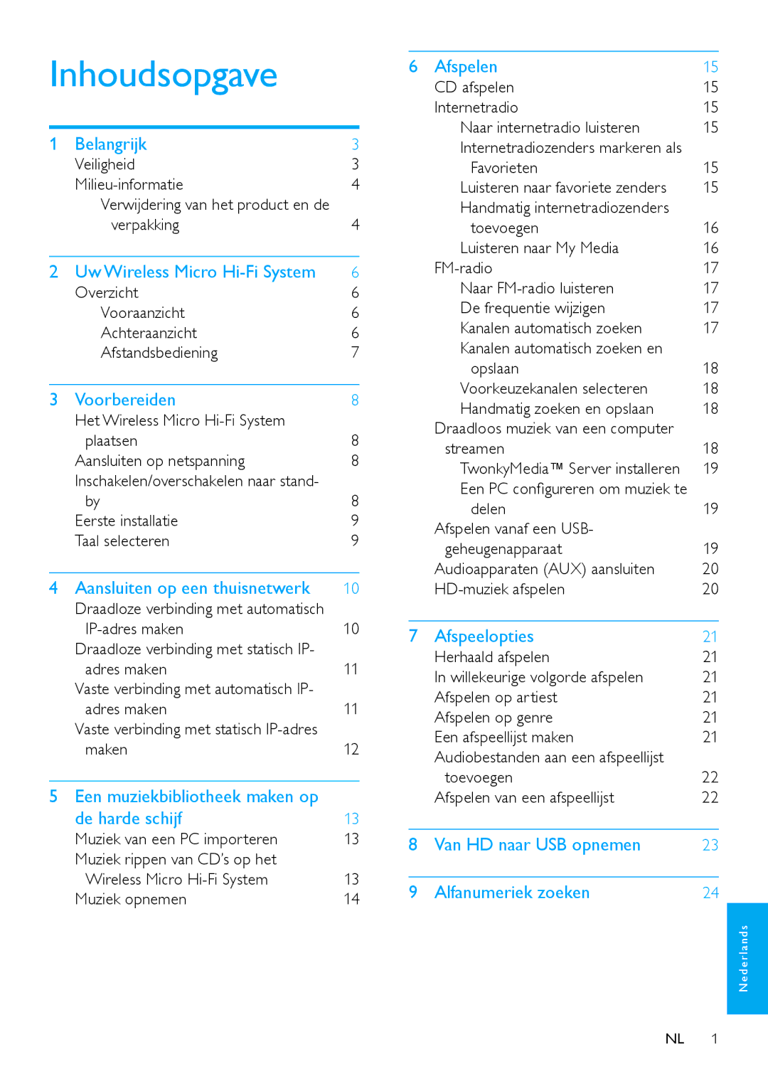 Philips MCi500H/05 manual Veiligheid Milieu-informatie, Verpakking, Overzicht Vooraanzicht Achteraanzicht Afstandsbediening 