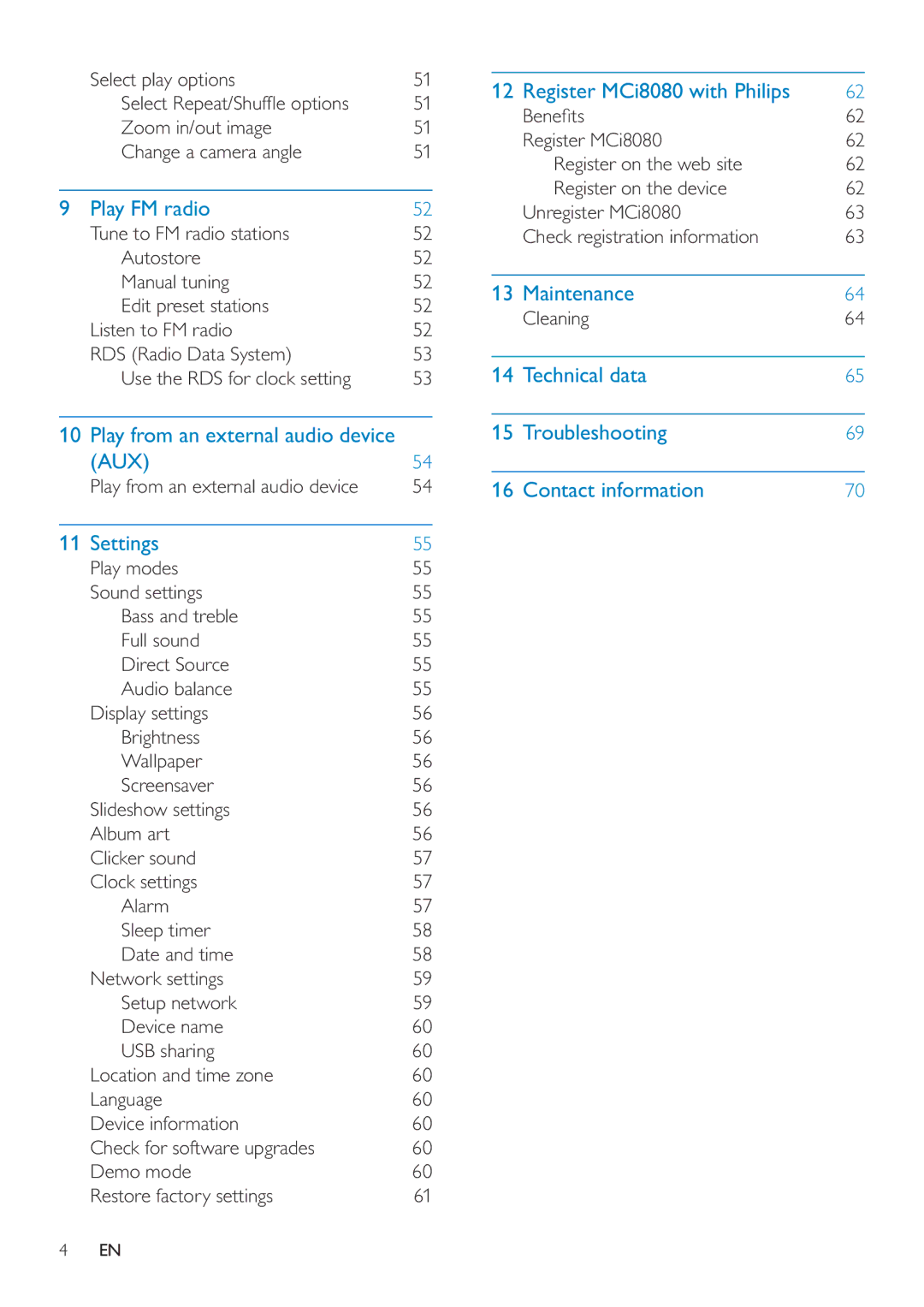 Philips MCI8080/12 Select play options, Zoom in/out image Change a camera angle, Play from an external audio device 