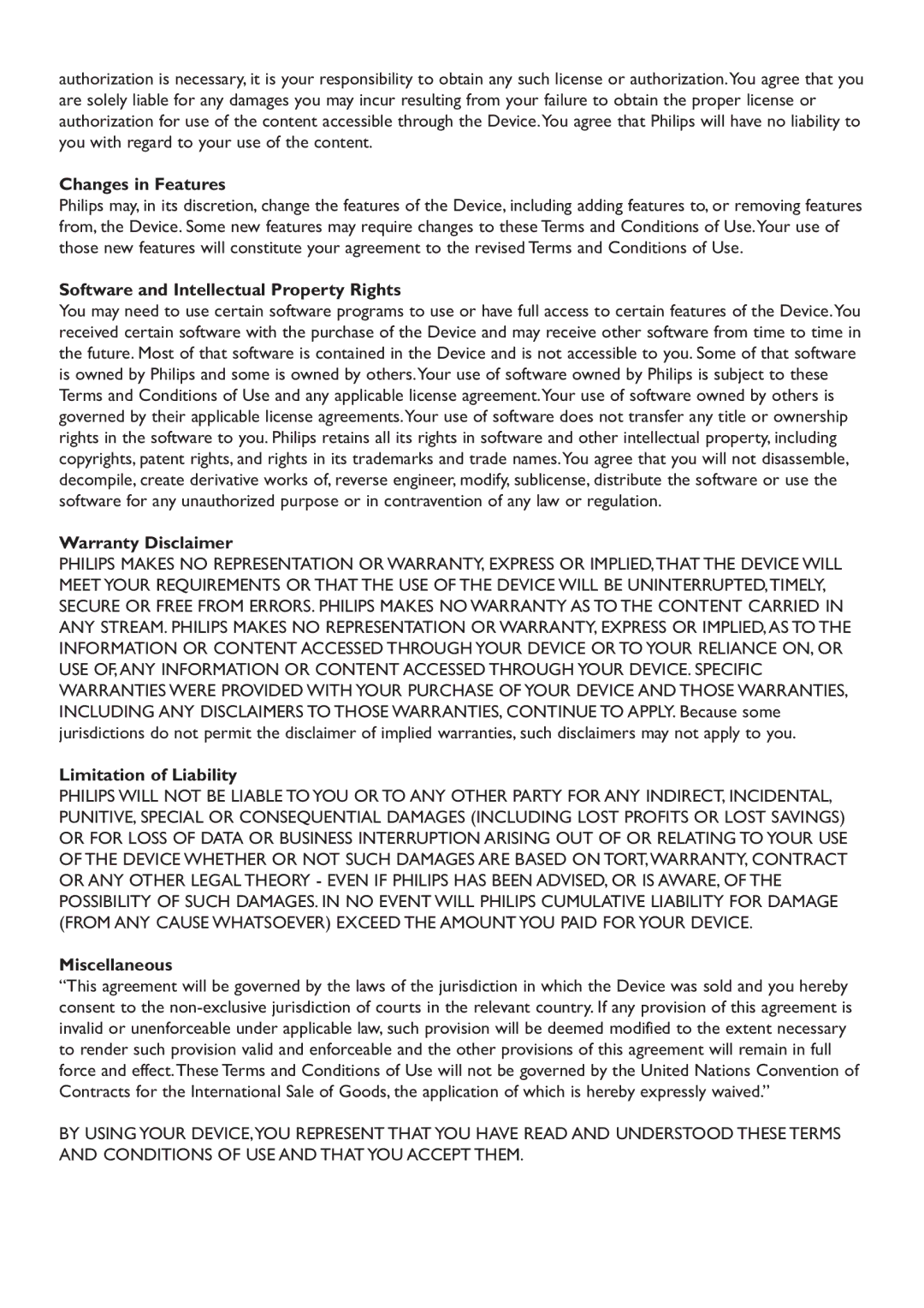 Philips MCI8080/12 user manual Changes in Features 