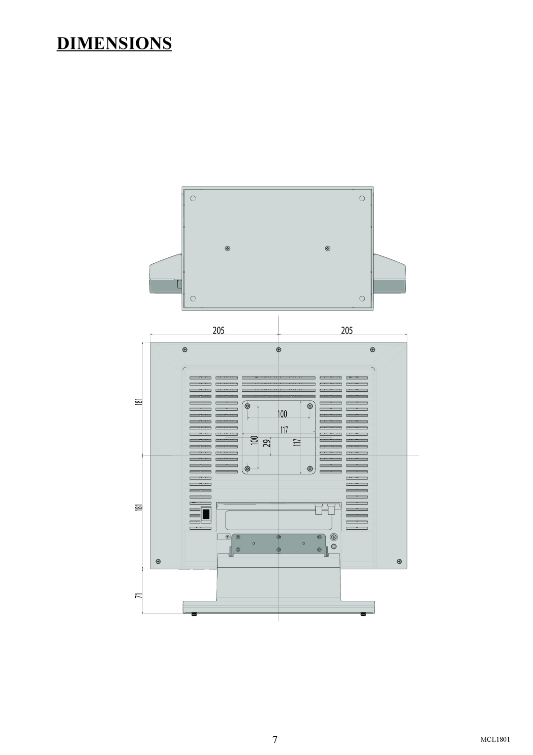 Philips MCL1801 user manual Dimensions 