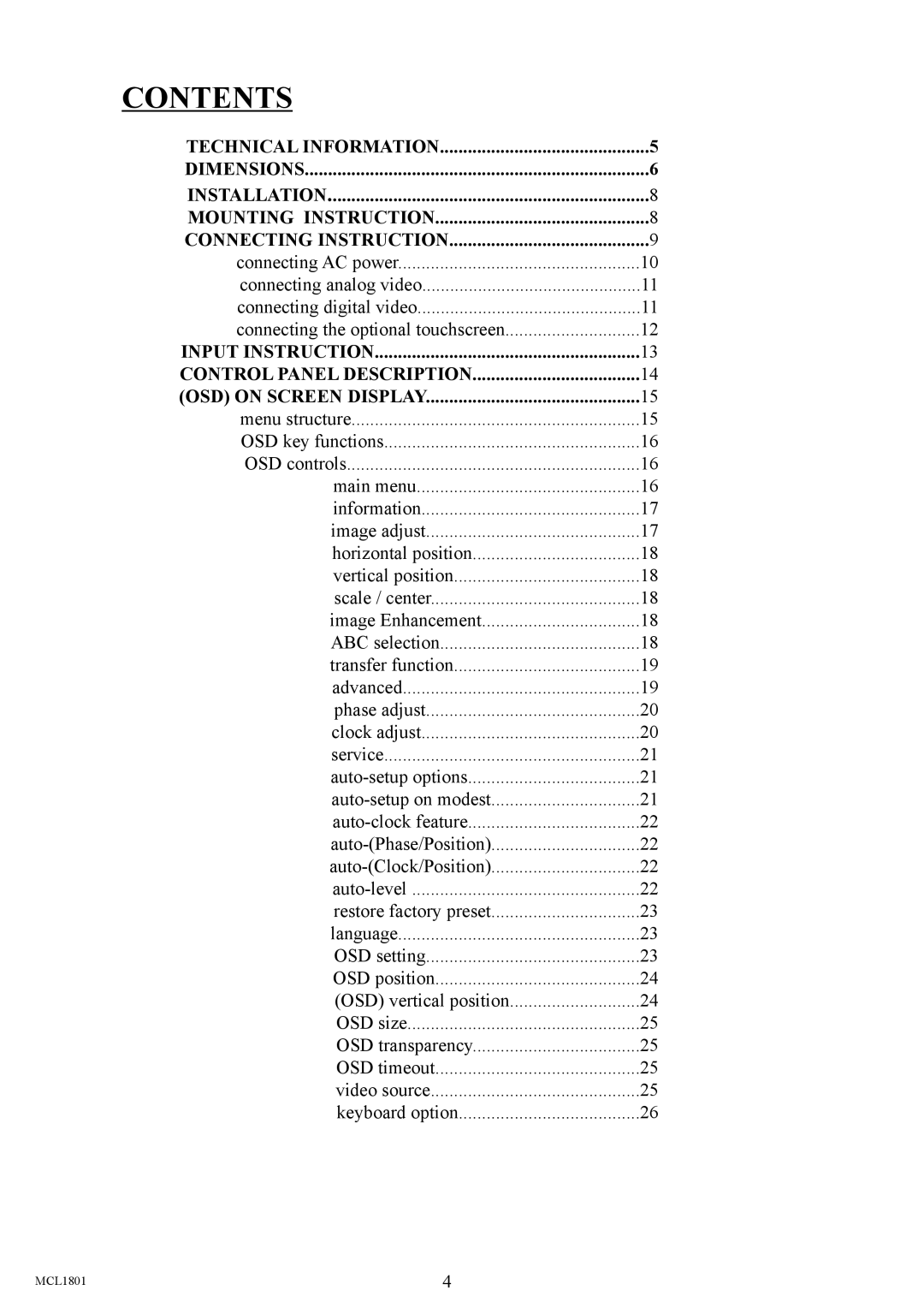 Philips MCL1801 user manual Contents 