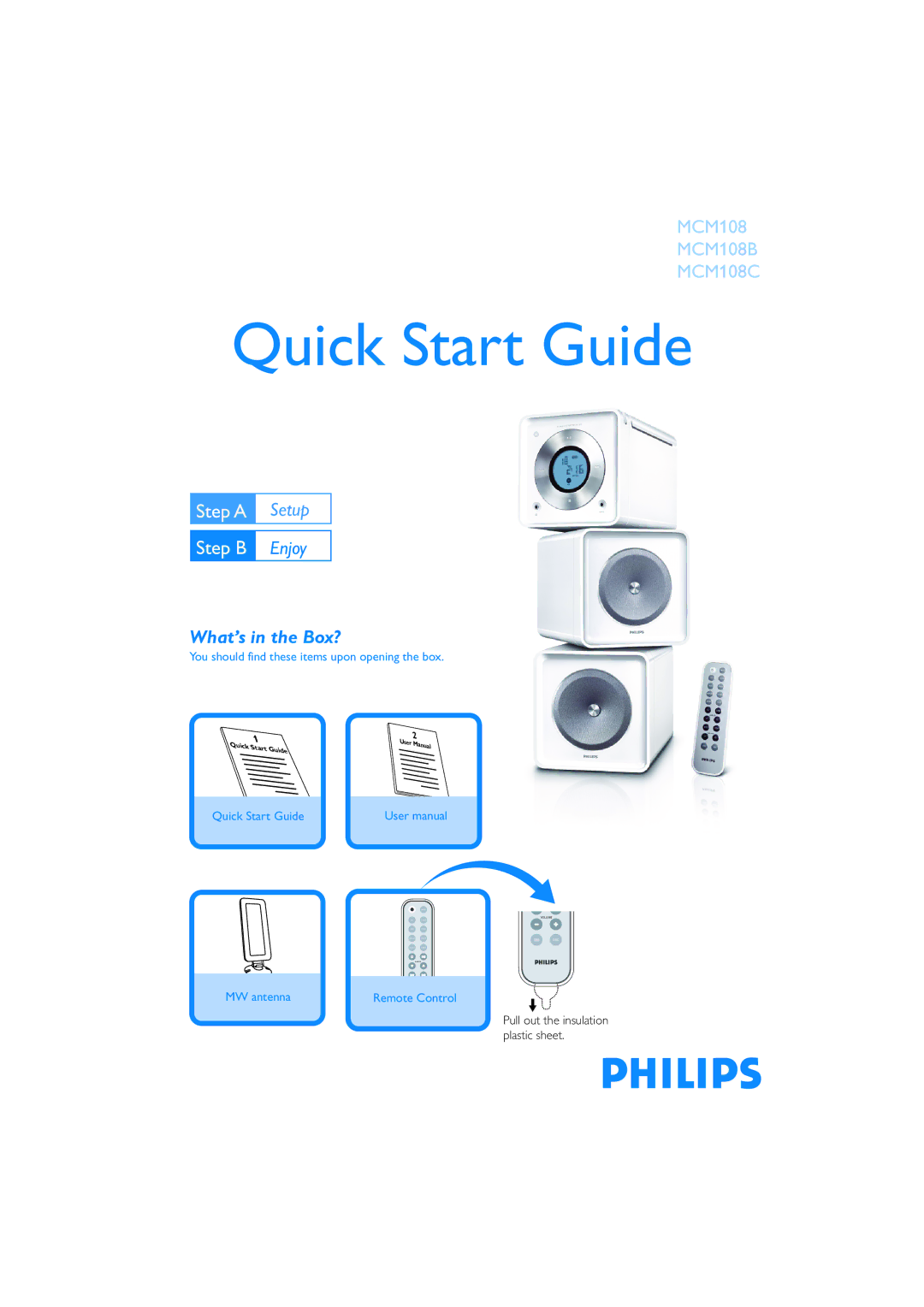 Philips MCM108C quick start Quick Start Guide 