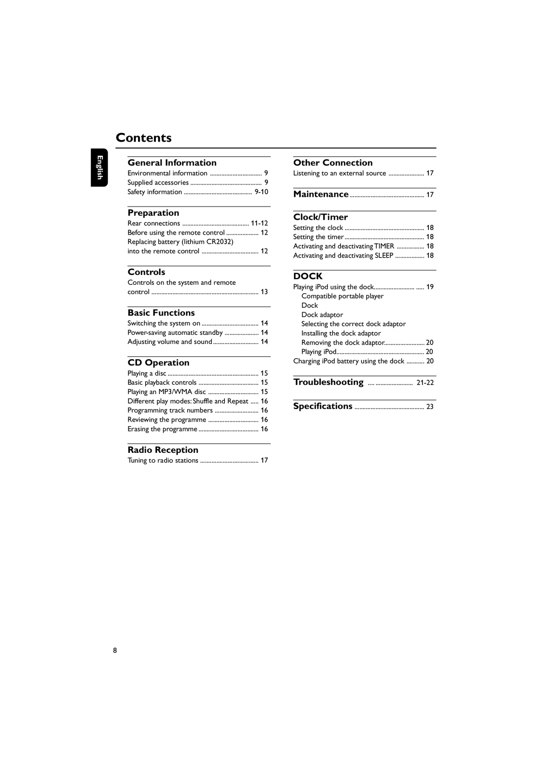 Philips MCM108DB/37 owner manual Contents 