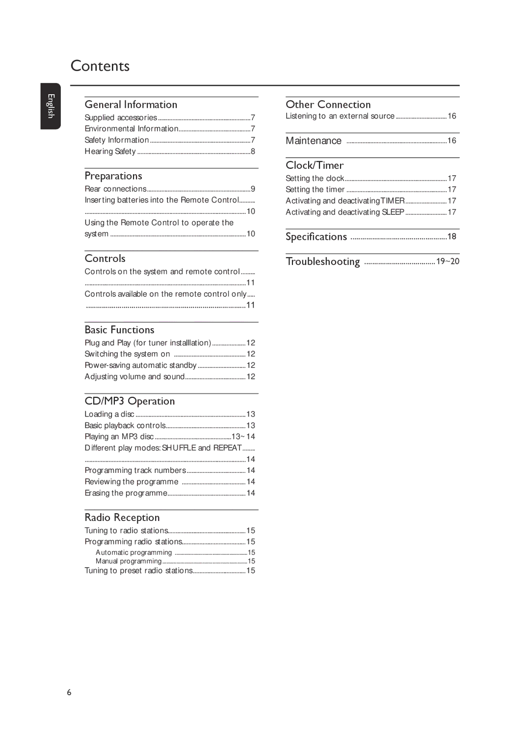 Philips MCM148 user manual Contents 