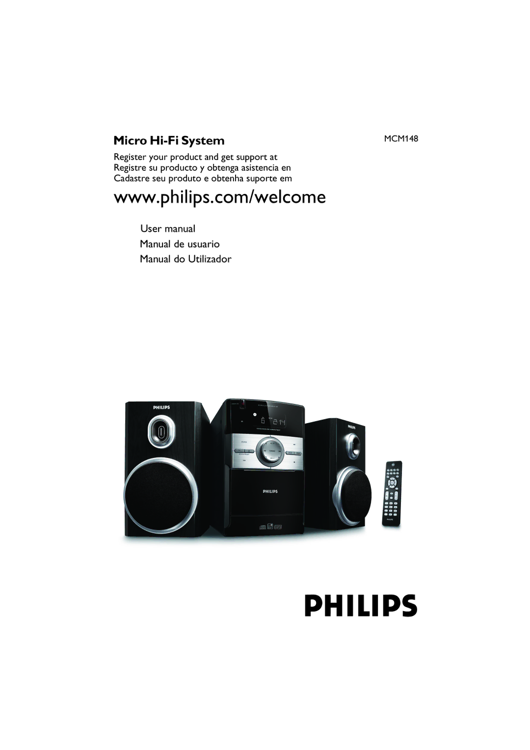 Philips MCM148 user manual Micro Hi-Fi System, Manual de usuario Manual do Utilizador 