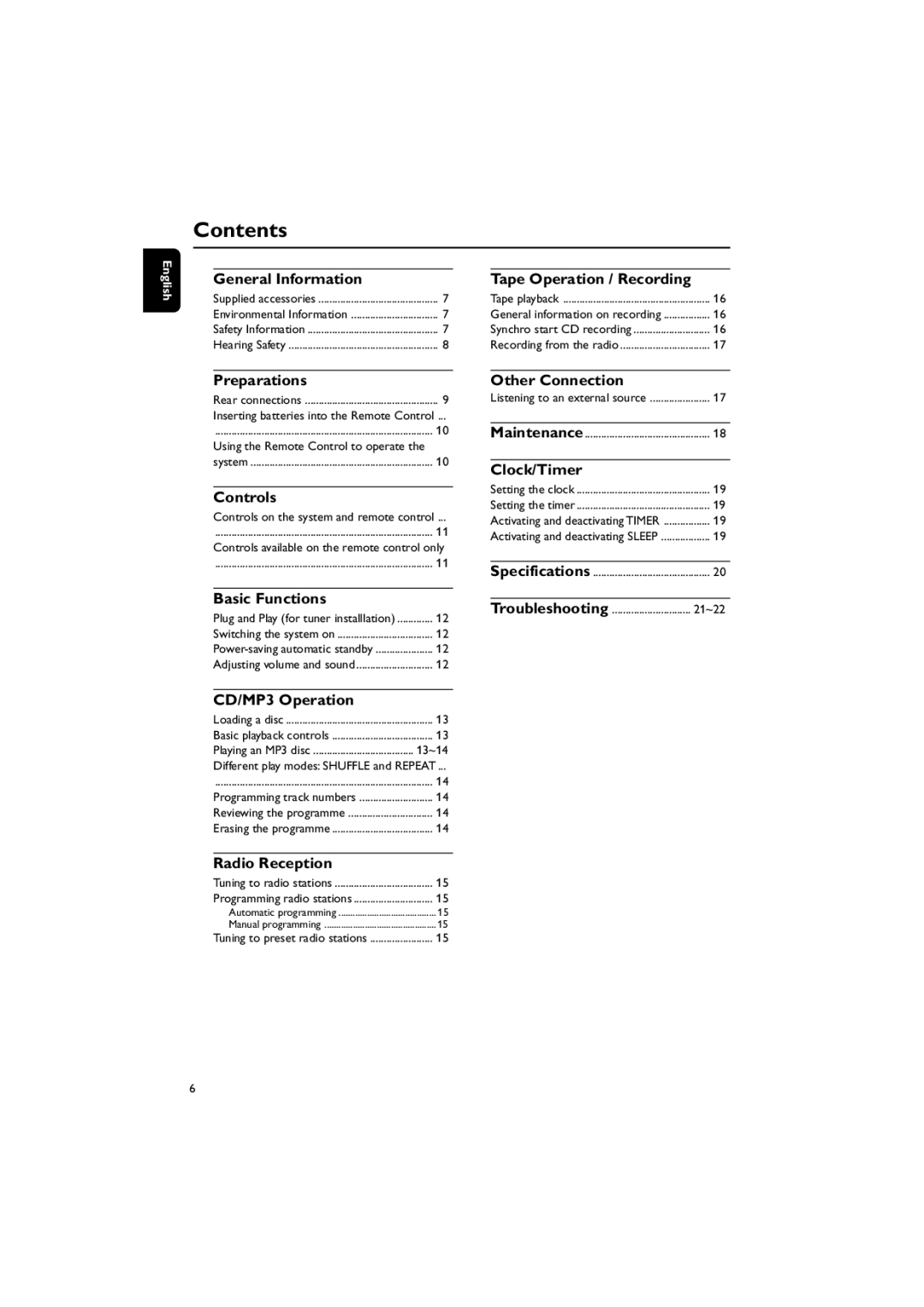 Philips MCM149 user manual Contents 