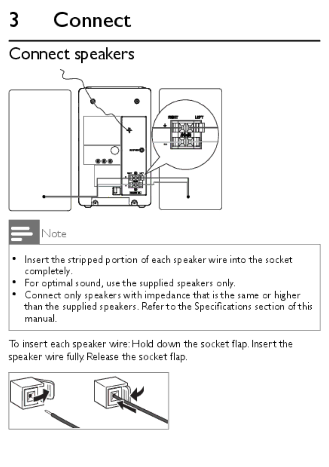 Philips MCM166 user manual Connect speakers 