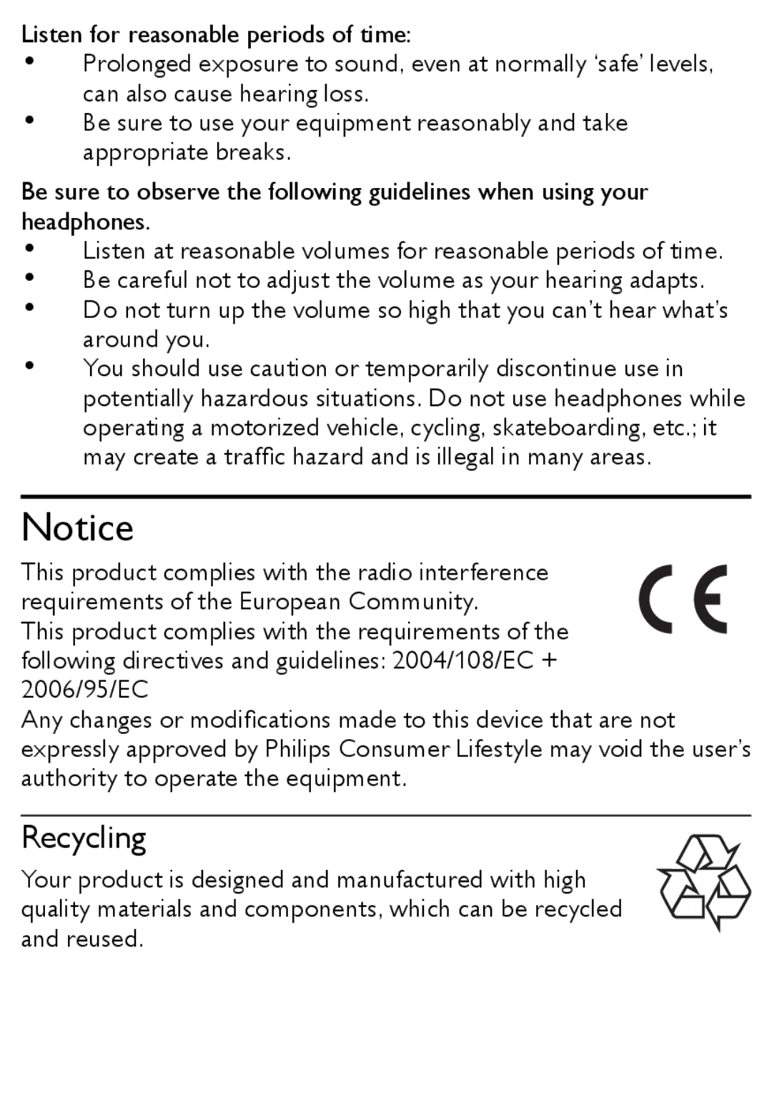 Philips MCM166 user manual Recycling 