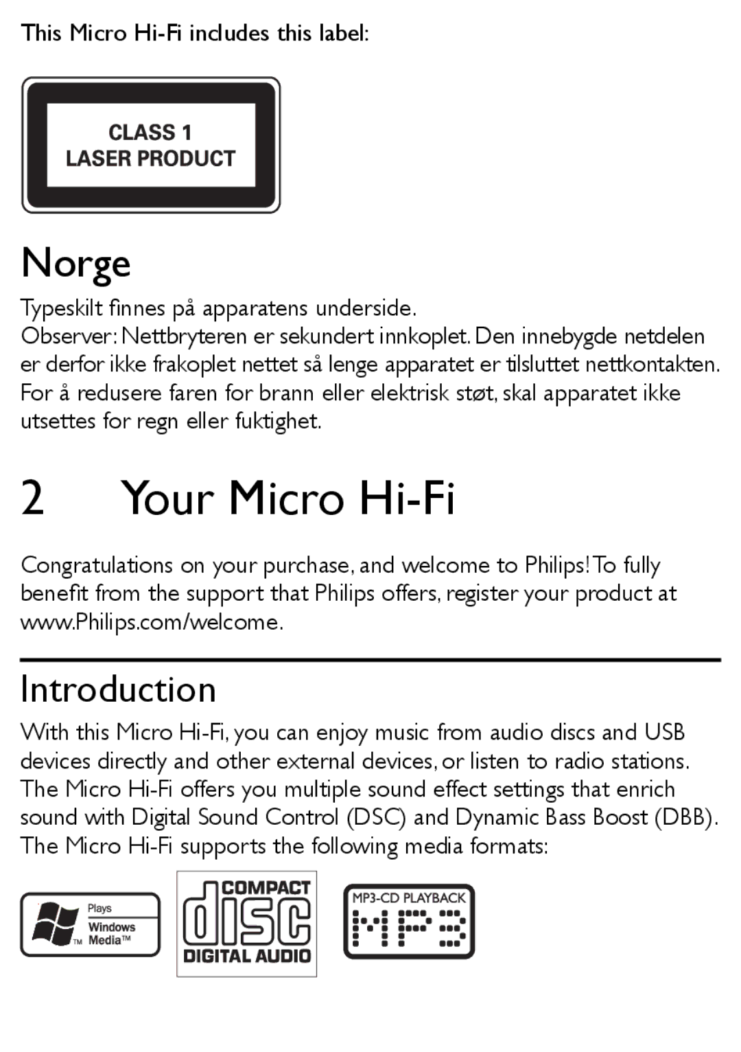 Philips MCM166 user manual Your Micro Hi-Fi, Introduction 