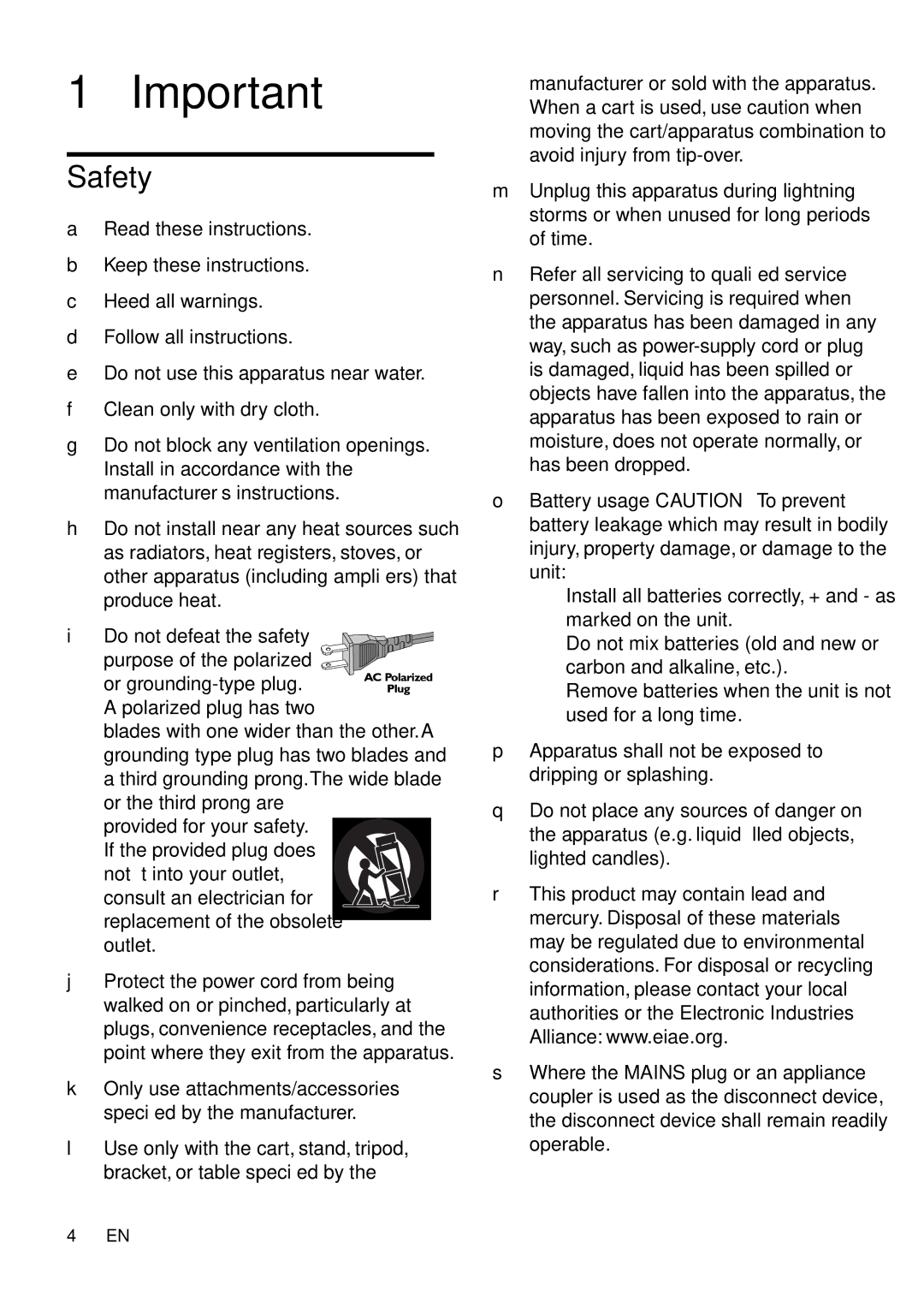 Philips MCM166 user manual Safety 