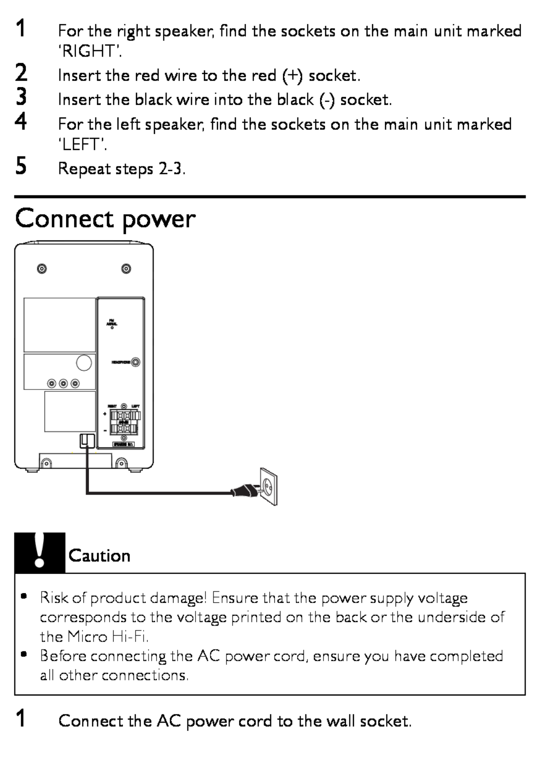 Philips MCM166 user manual Connect power 