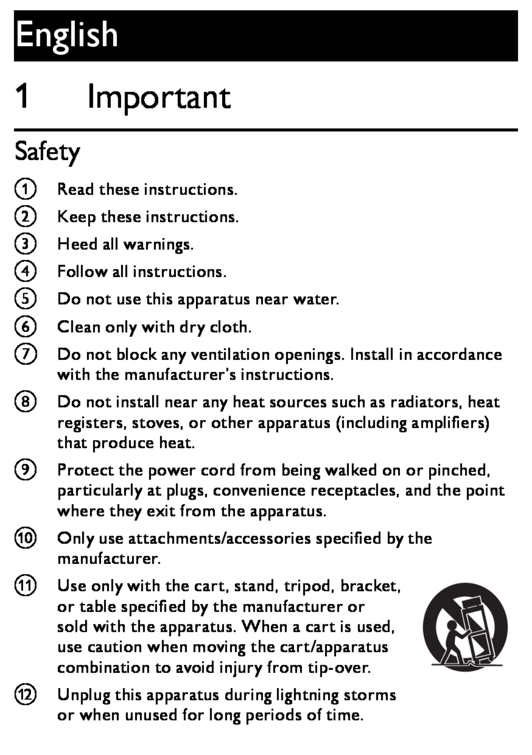 Philips MCM166 user manual Safety, English 