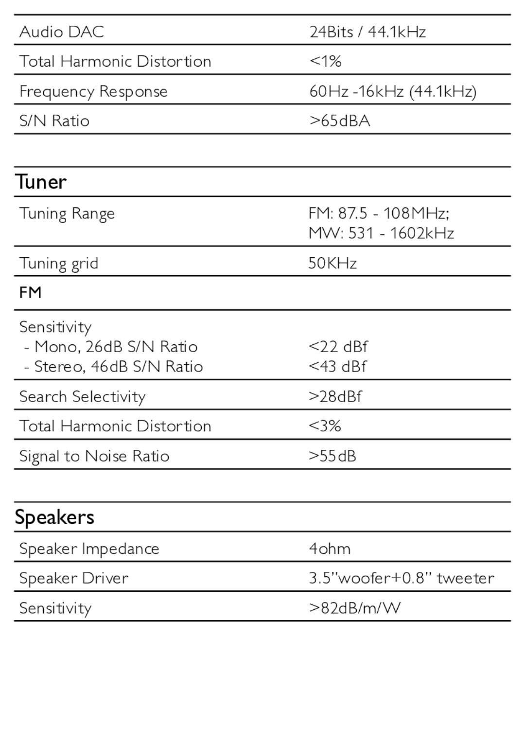 Philips MCM166/12 user manual Tuner, Speakers 