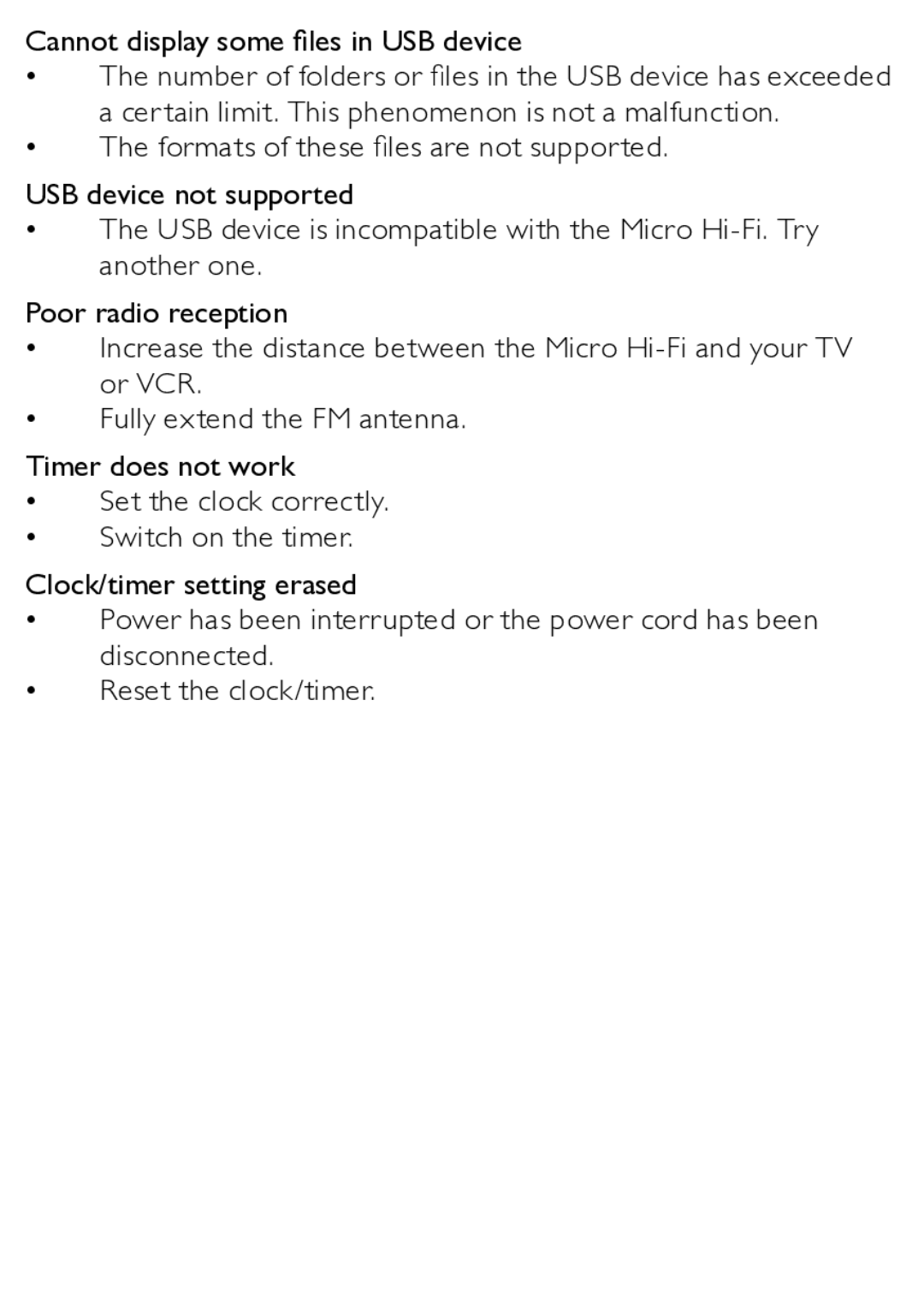 Philips MCM166/12 user manual Cannot display some ﬁles in USB device 